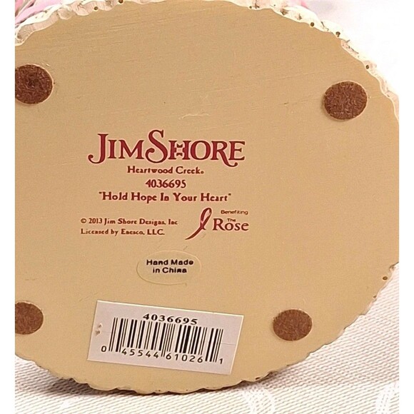 Jim Shore Hold Hope In Your Heart Breast Cancer Awareness 8" Angel Figurine EC - Picture 7 of 8